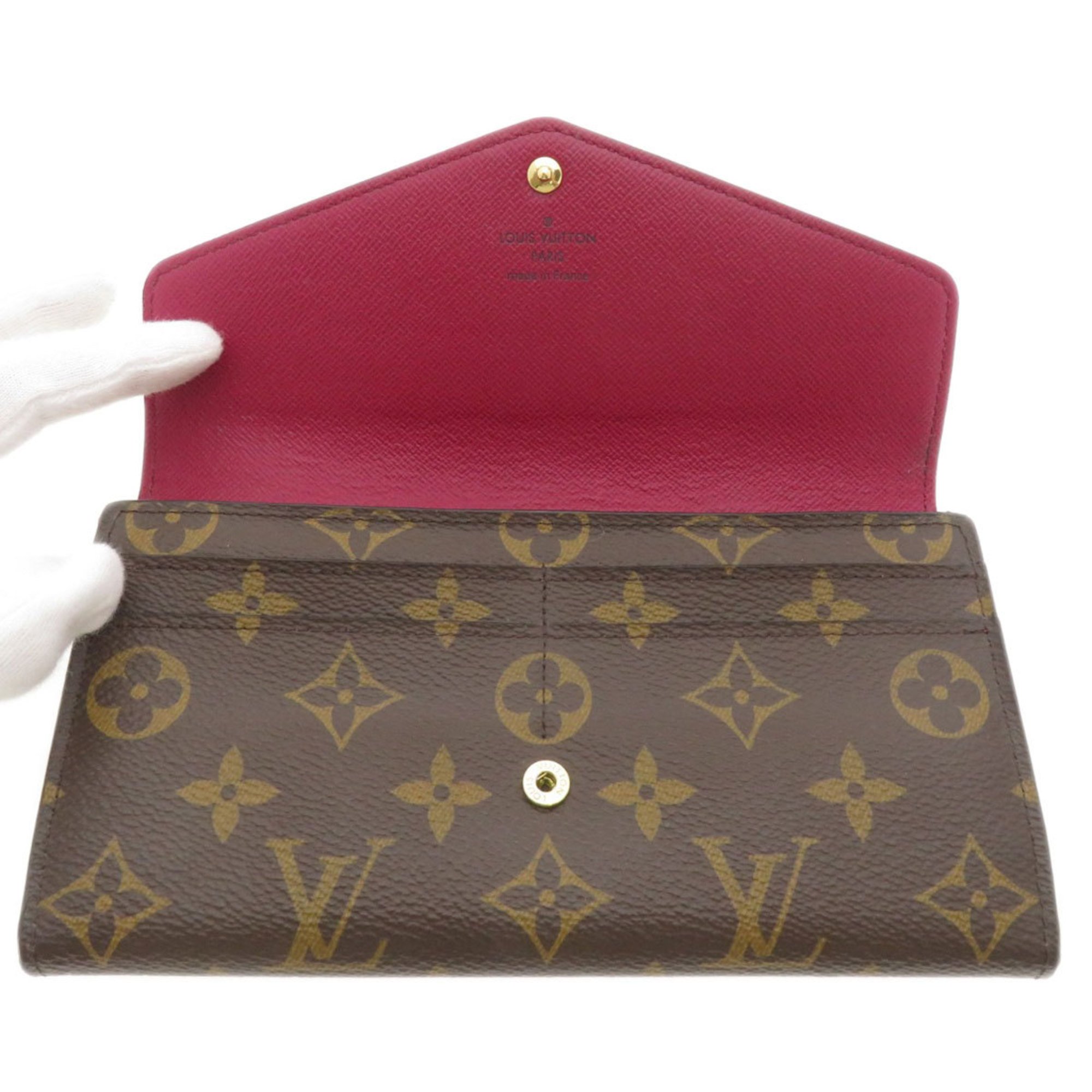 Louis Vuitton M62234 Portefeuille Sarah Monogram Fuchsia Long Wallet Canvas Women's LOUIS VUITTON