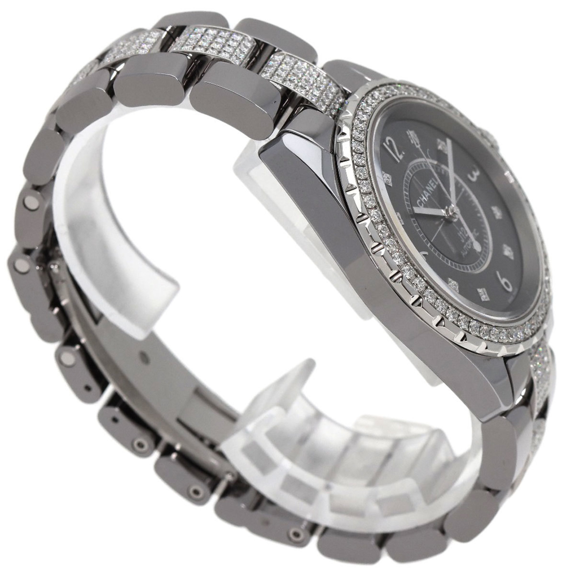 Chanel H3106 J12 Chromatic 38mm Bezel Diamond Watch Titanium Ceramic/Titanium Ceramic/Diamond Men's CHANEL