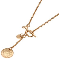 Hermes Exlibris 1P Diamond Necklace K18 Pink Gold Women's HERMES