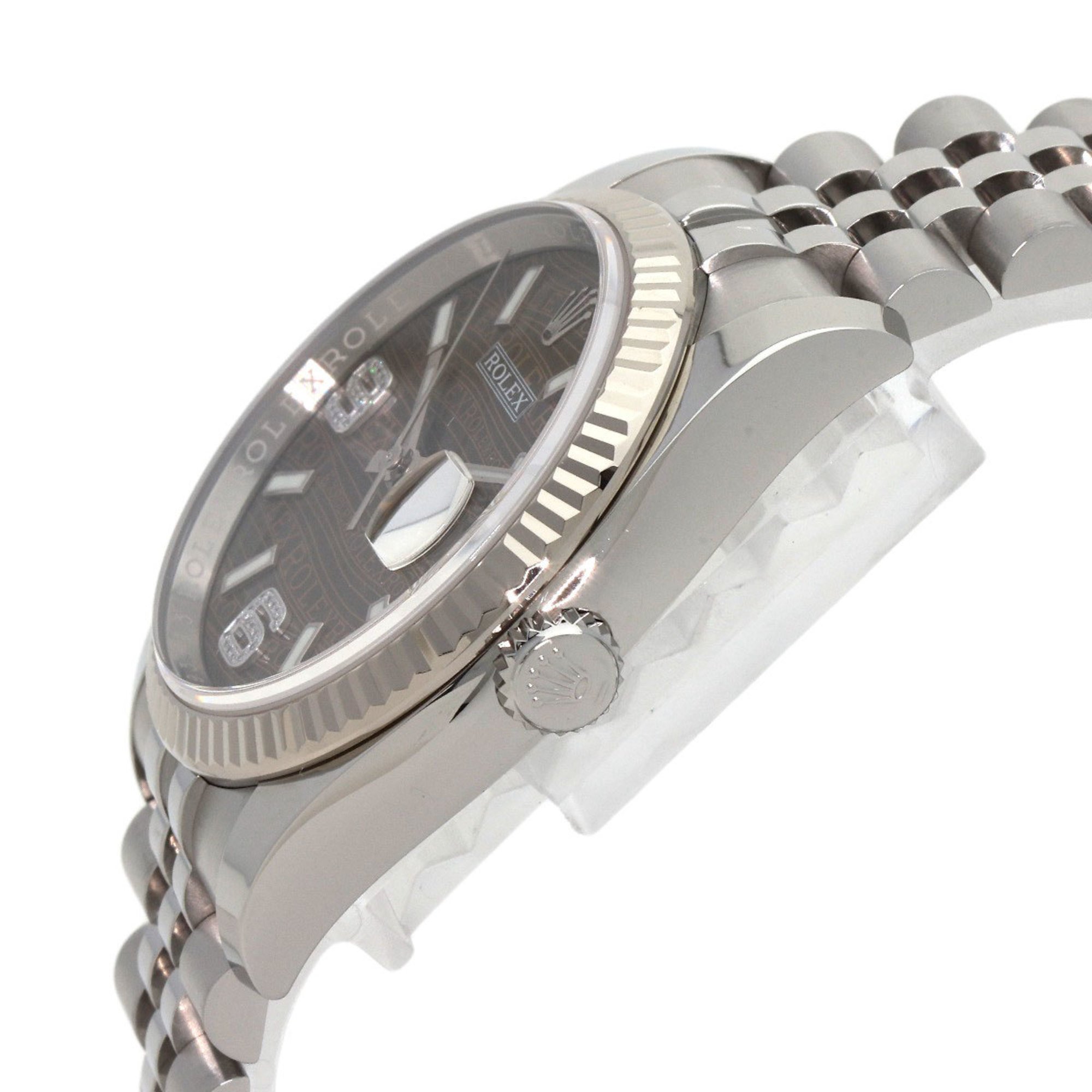 Rolex 116234 Datejust 36 Brown Wave 69 Diamond Watch Stainless Steel/SS/SSxK18WG Men's ROLEX