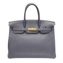 HERMES Hermes Birkin 35 Handbag Blue Nuit G Hardware Togo Y Stamp Women's Men's Bag