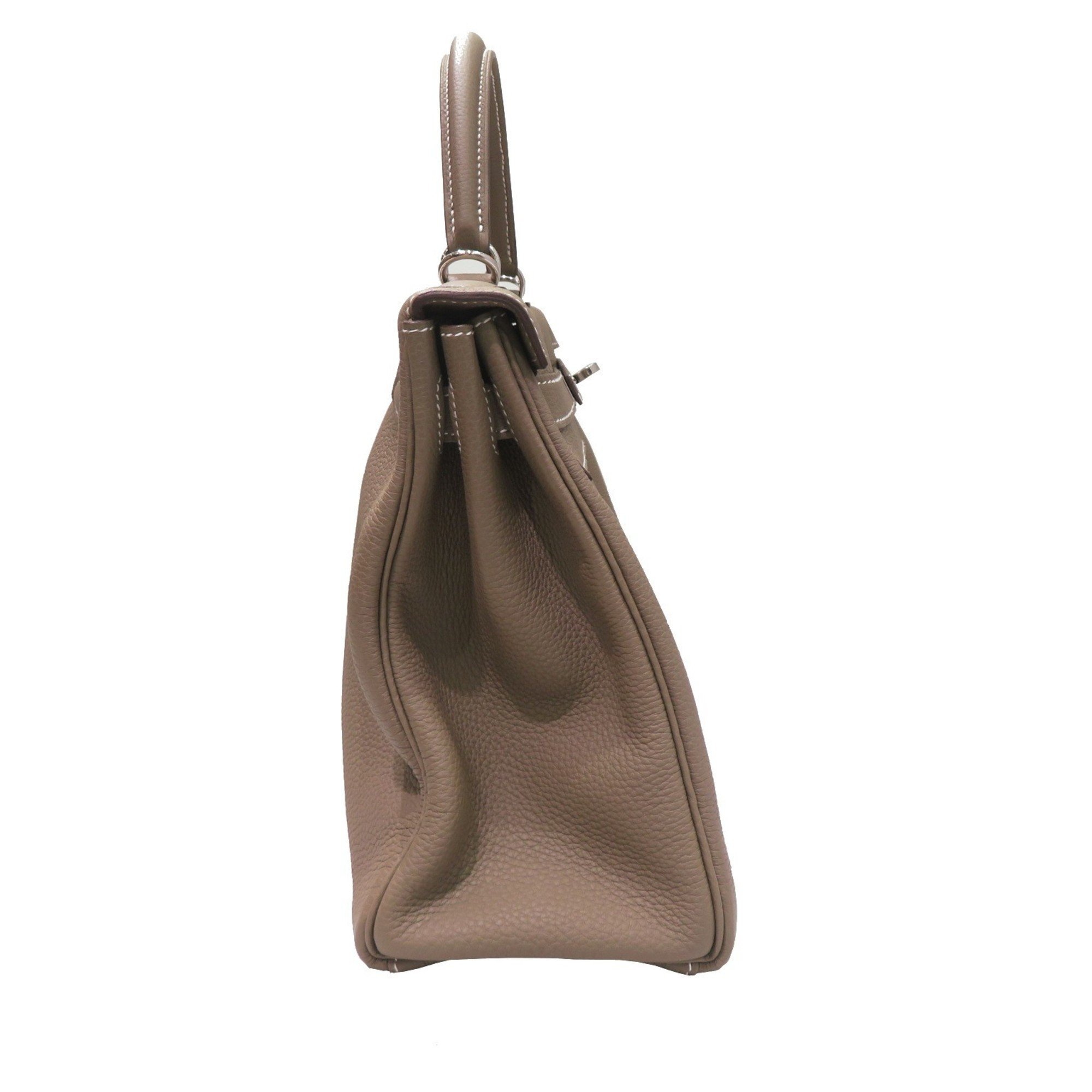 HERMES Kelly 32 Inner Stitching Handbag Etoupe/Silver Hardware Togo D Engraved Women's Men's Bag