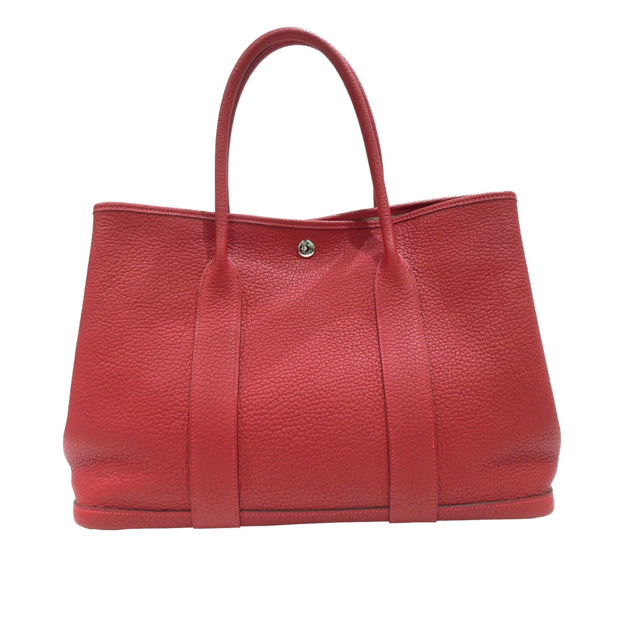 HERMES Hermes Garden PM Handbag Rouge Cazac Negonda D Engraved Women's Bag