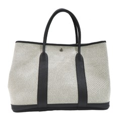 HERMES Garden Pattie 36 PM Handbag Black/Grey Twill Ash Z Stamp Women's Men's Bag