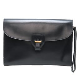 Hermes 〇L stamped 1982 women's clutch bag in navy leather