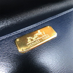 Hermes 〇L stamped 1982 women's clutch bag in navy leather