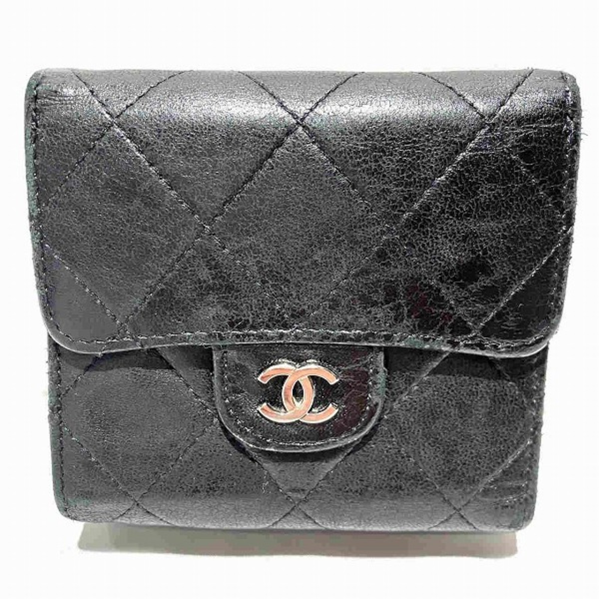 CHANEL A31507 Matelasse Coco Mark Tri-fold Wallet for Men and Women