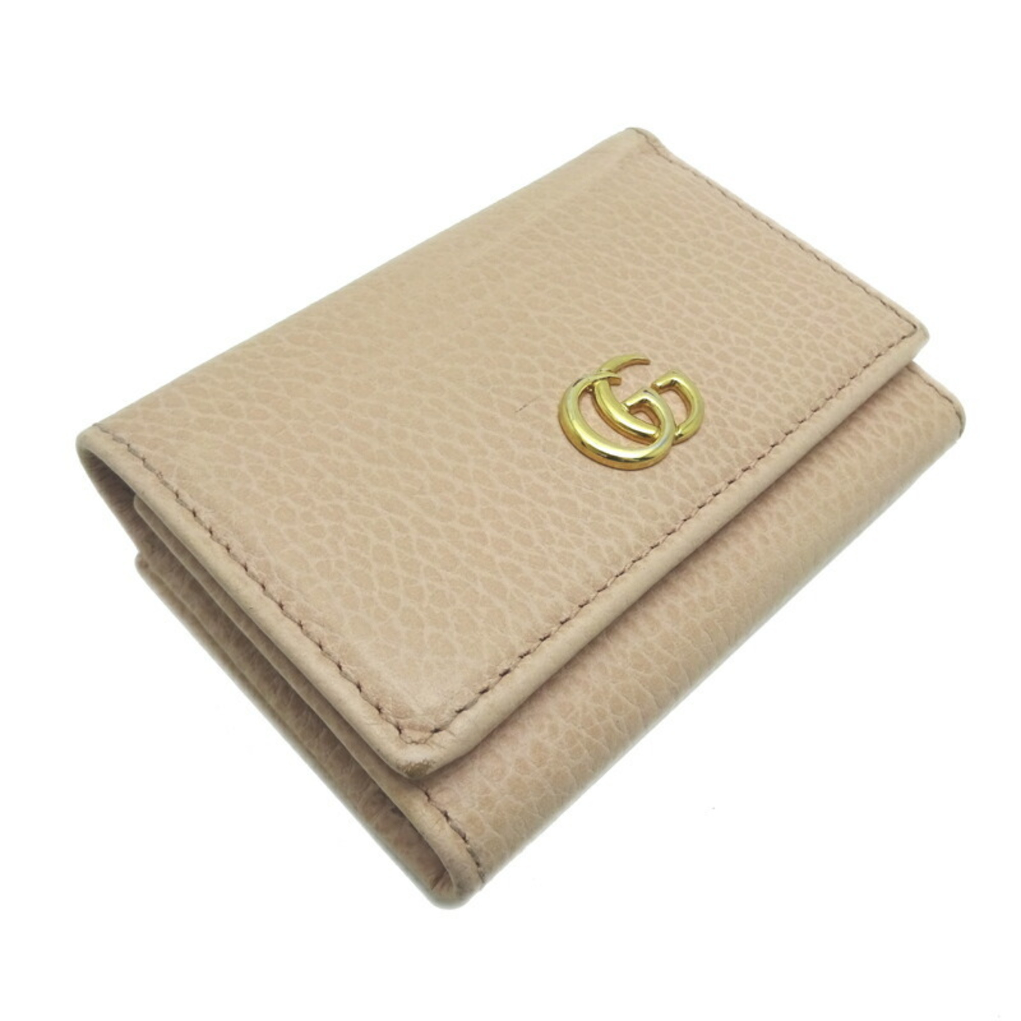 Gucci GG Marmont Compact Wallet Women's Tri-fold 644407 Leather Pink