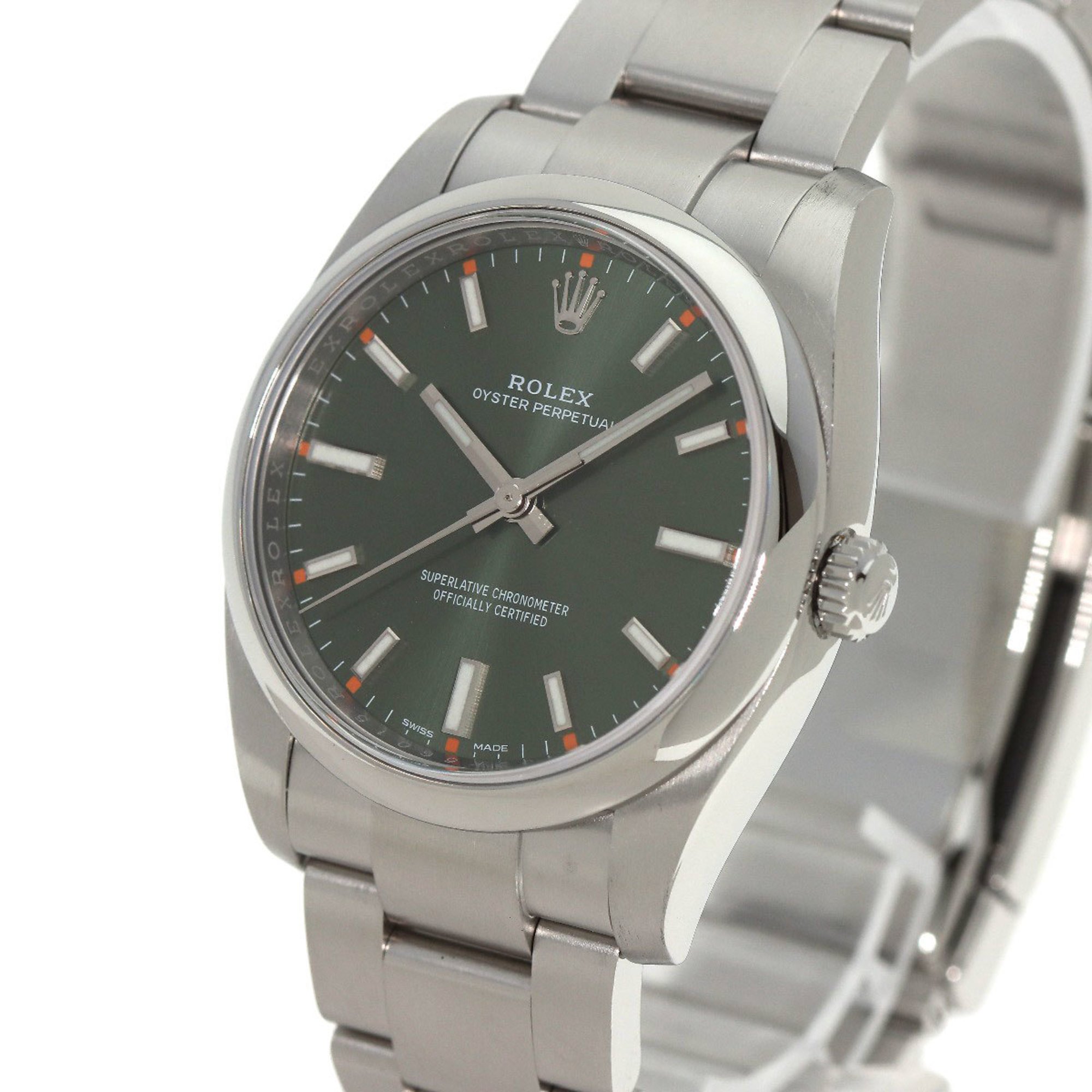 Rolex 114200 Oyster Perpetual Olive Green Watch Stainless Steel/SS Men's ROLEX
