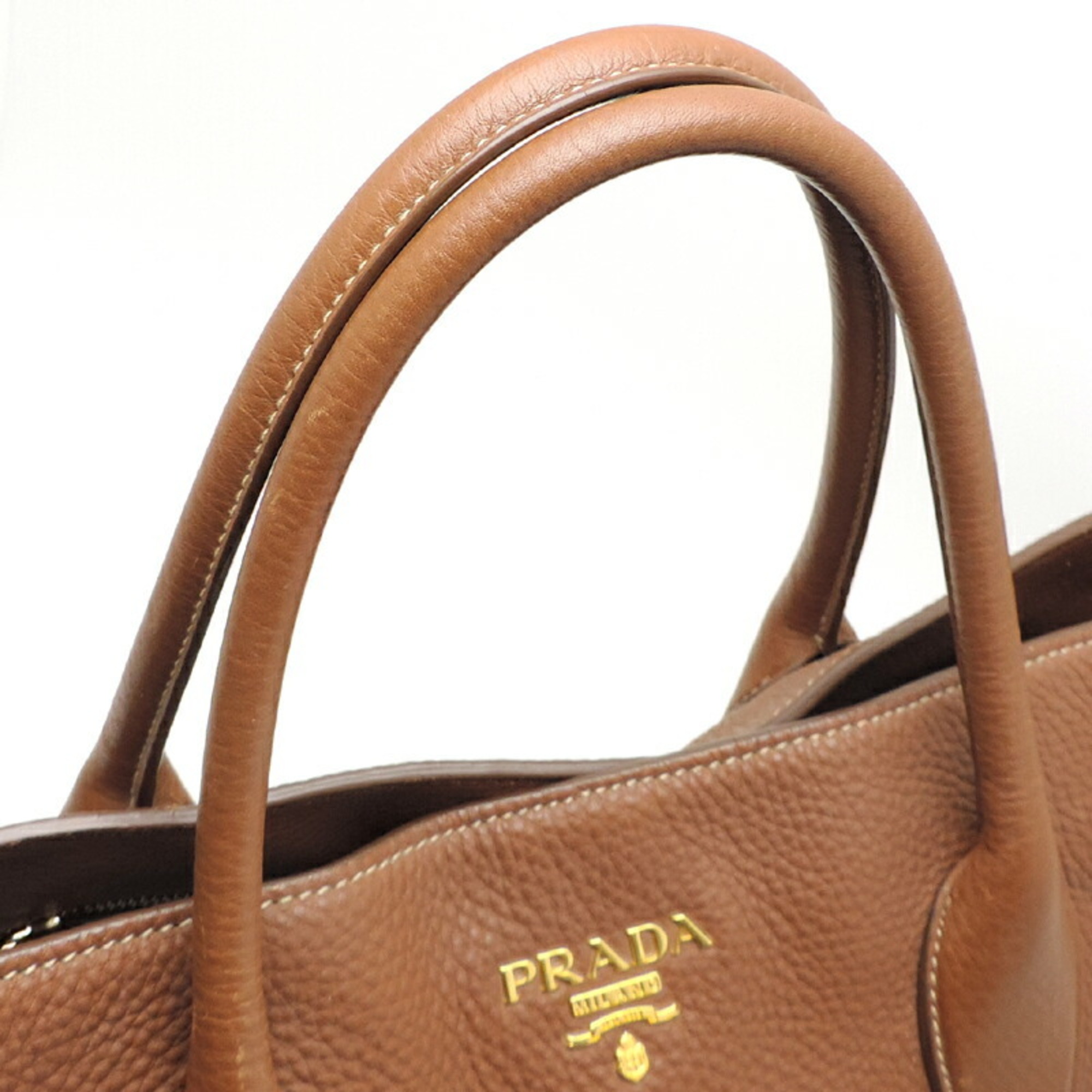 Prada Vitello Dino Women's Tote Bag BN2317 Leather Brown