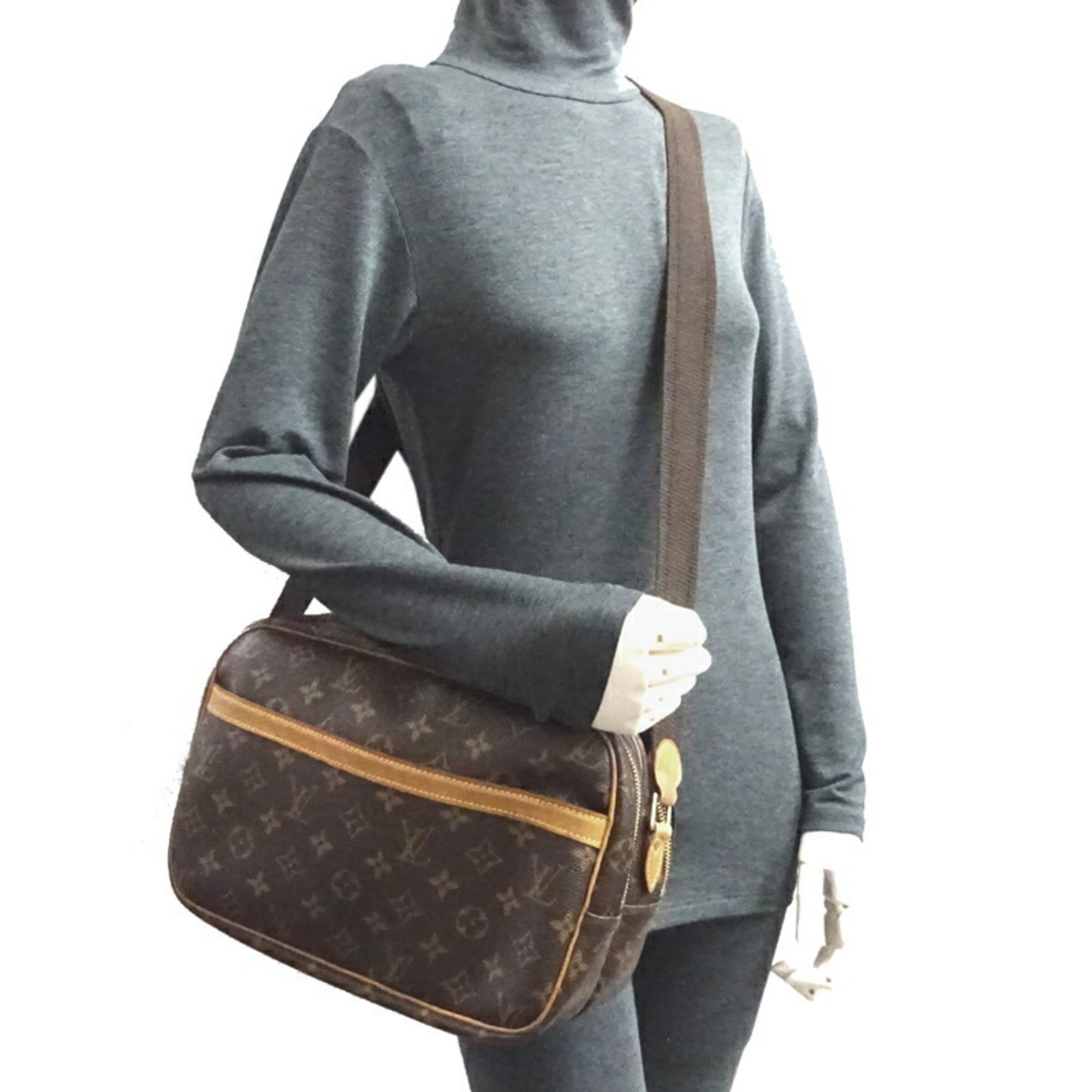 Louis Vuitton Reporter PM Women's and Men's Shoulder Bag M45254 Monogram Brown