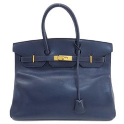 Hermes Birkin 35 Indigo Blue Handbag Cushvel Women's HERMES