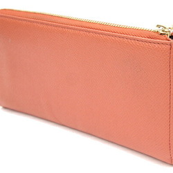 BVLGARI L-shaped long wallet 289049 Orange Leather Long Wallet Zip Women's