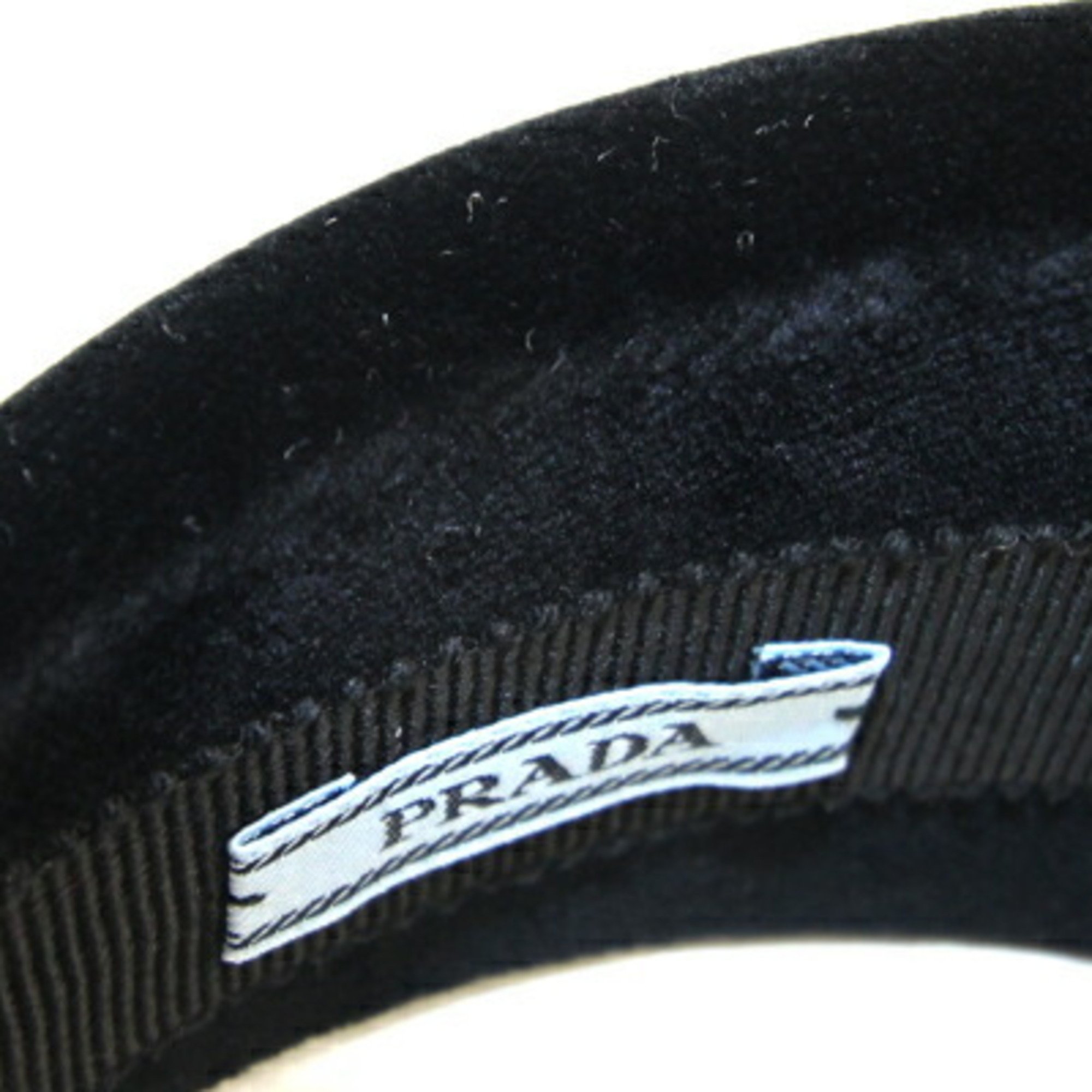 Prada Headband 1IH016 Black Velvet Head Hair Clip Women's PRADA