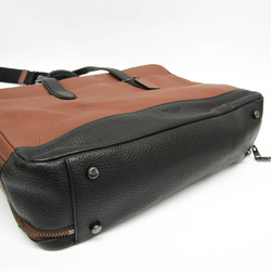 Coach Hamilton Pebble Leather Double Zip F27617 Men's Leather Briefcase,Shoulder Bag Black,Brown