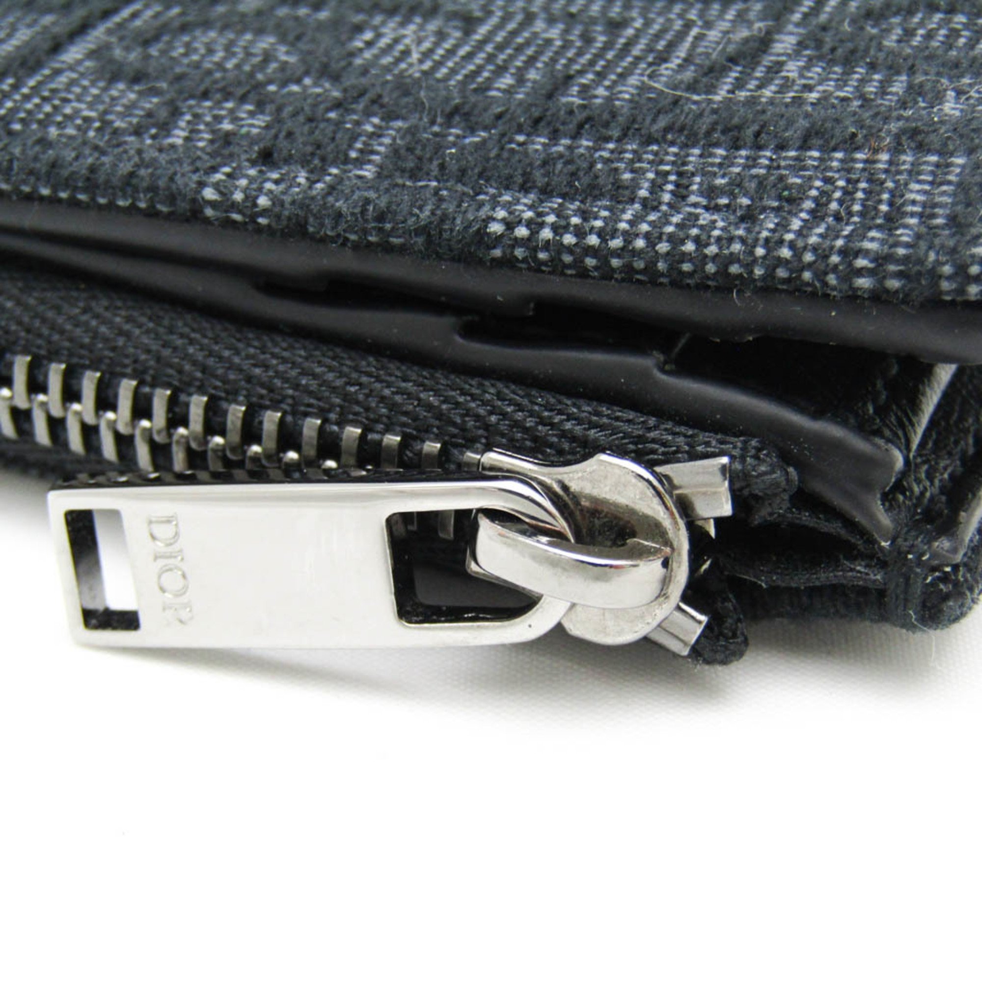 Christian Dior Oblique Women,Men Leather,Jacquard Wallet (bi-fold) Black