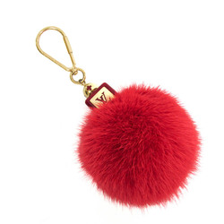 Louis Vuitton Fur,Metal Handbag Charm Gold,Red Color Fluffy Bag Charm M67313