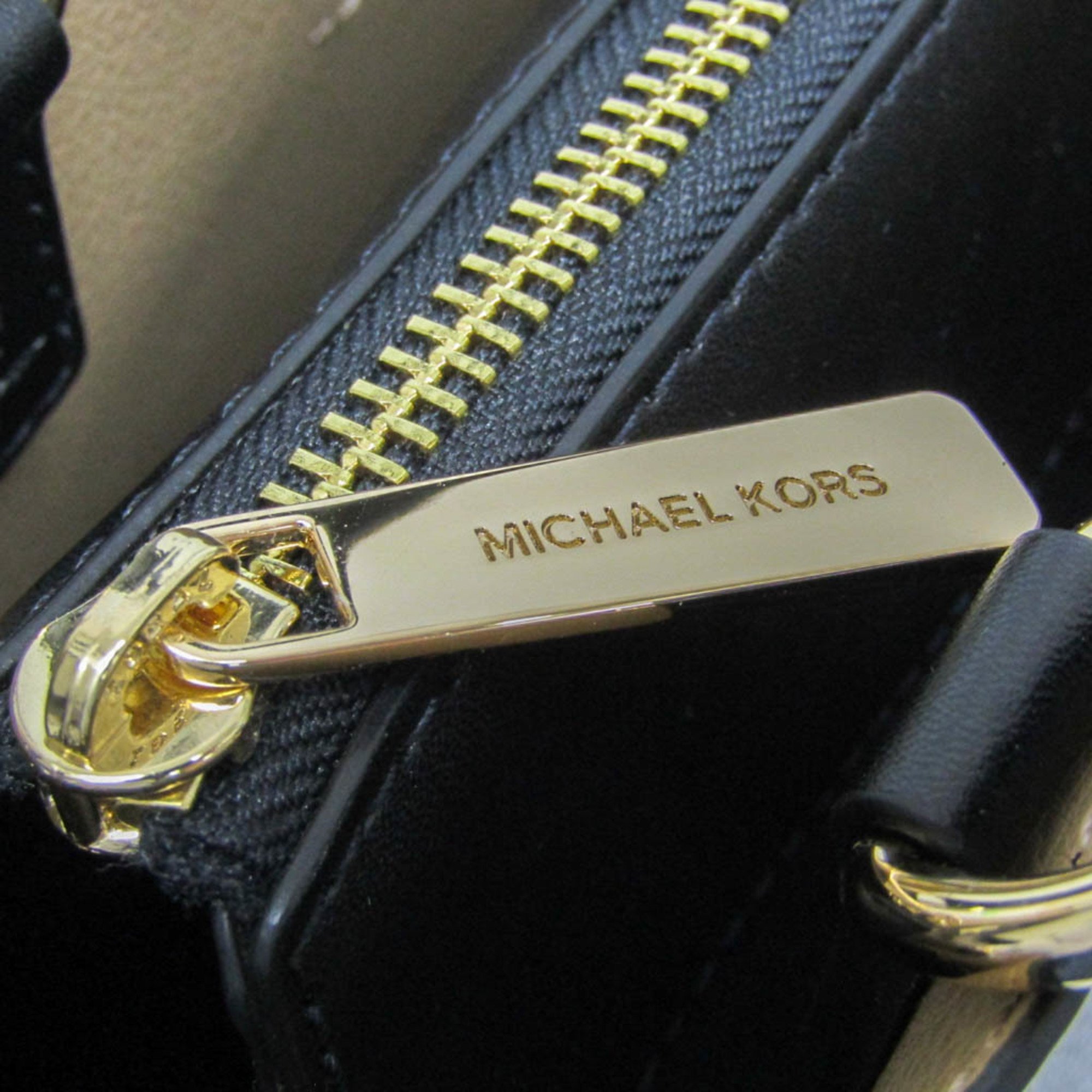 Michael Kors Reed Small Center Zip Belted Satchel 35S3G6RS1T Women's Leather Handbag,Shoulder Bag Black