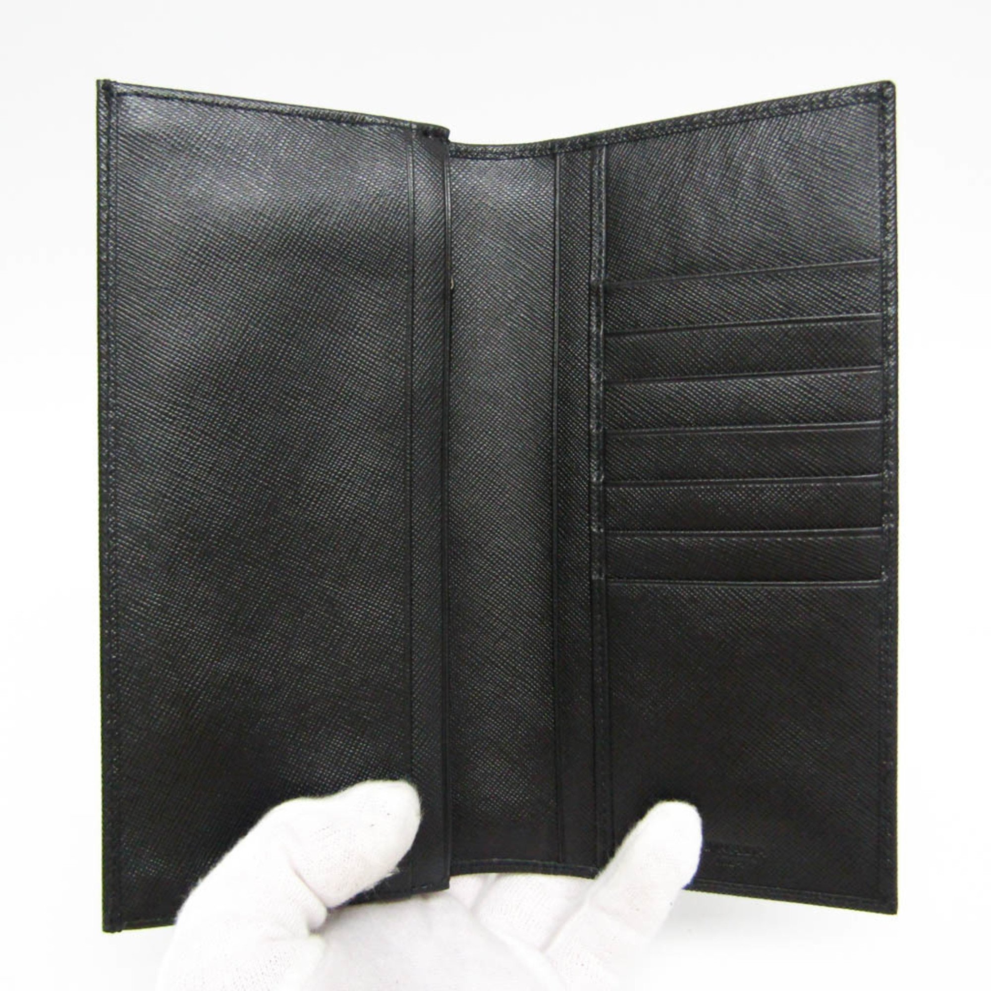 Prada Saffiano 2M0836 Men's Leather Long Wallet (bi-fold) Black