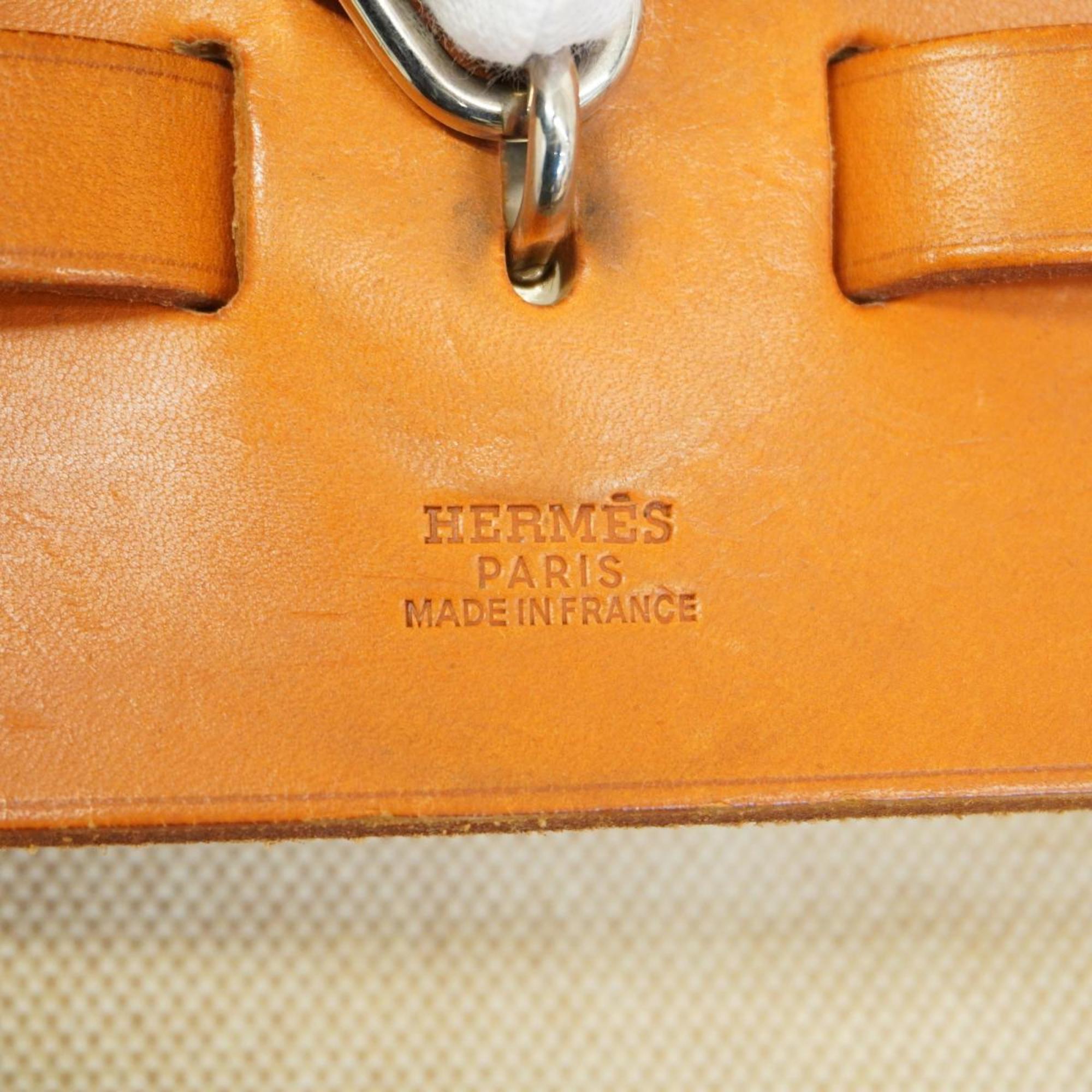 Hermes Handbag Airbag GM □B Stamp Toile H Natural Women's