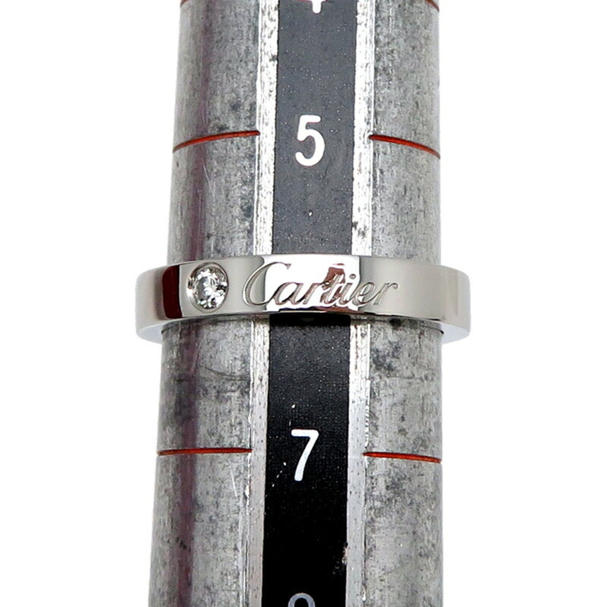 Cartier #46 Pt950 Wedding Diamond Ladies Ring, Platinum, Size 6