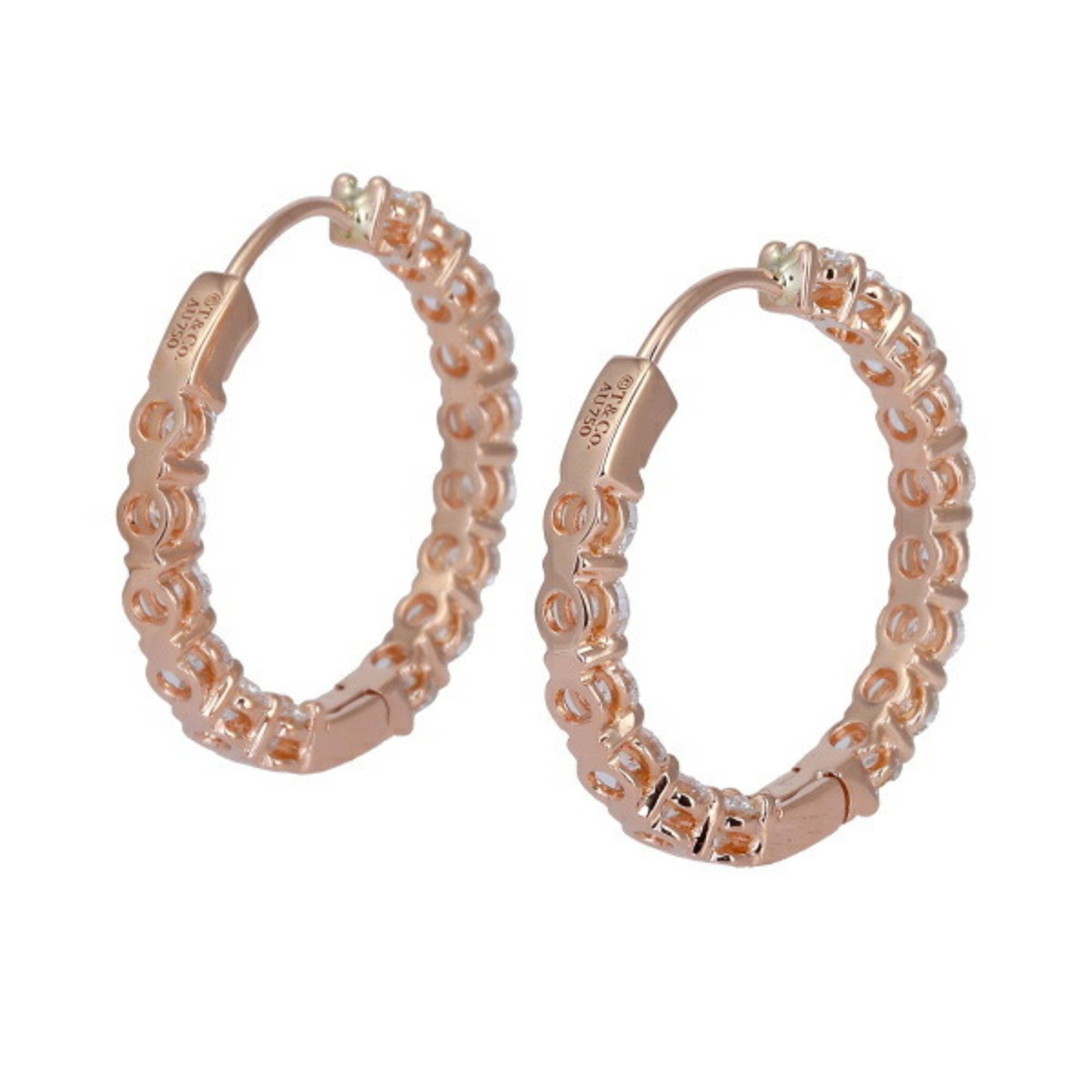 Tiffany Hoop K18PG Pink Gold Earrings J381706