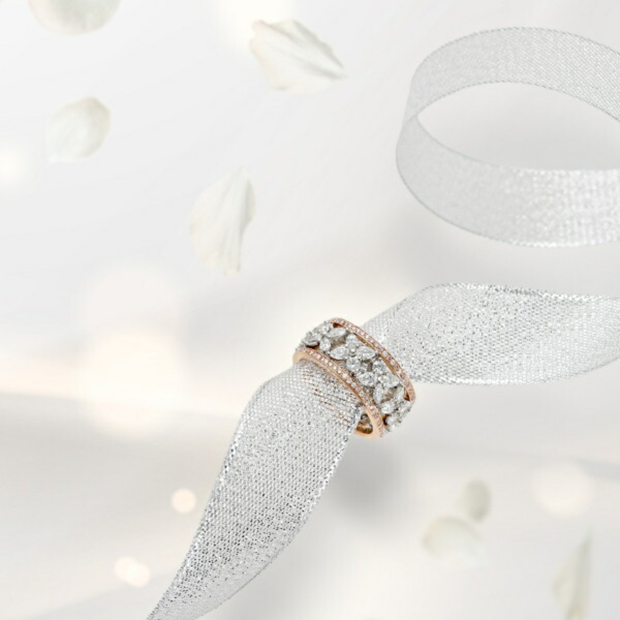 Tiffany Victoria Diamond Band Ring K18PG Pink Gold K18WG White