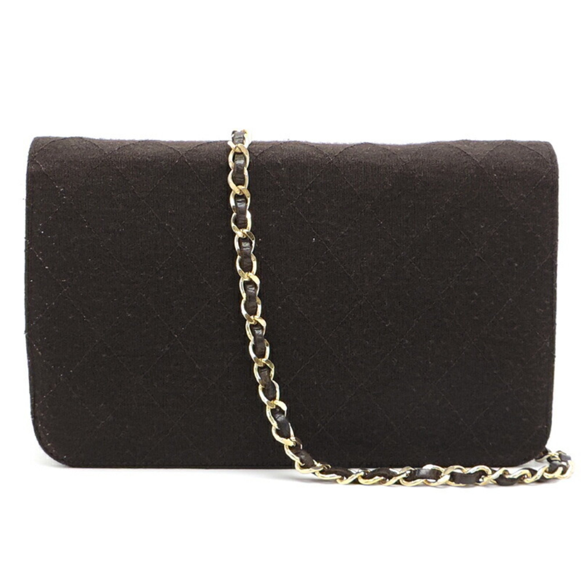 Chanel Matelasse Chain Women's Shoulder Bag Cotton Brown