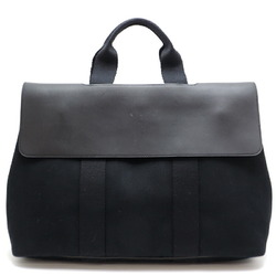 Hermes Valparaiso MM Women's and Men's Handbag Toile Chevron Noir (Black)