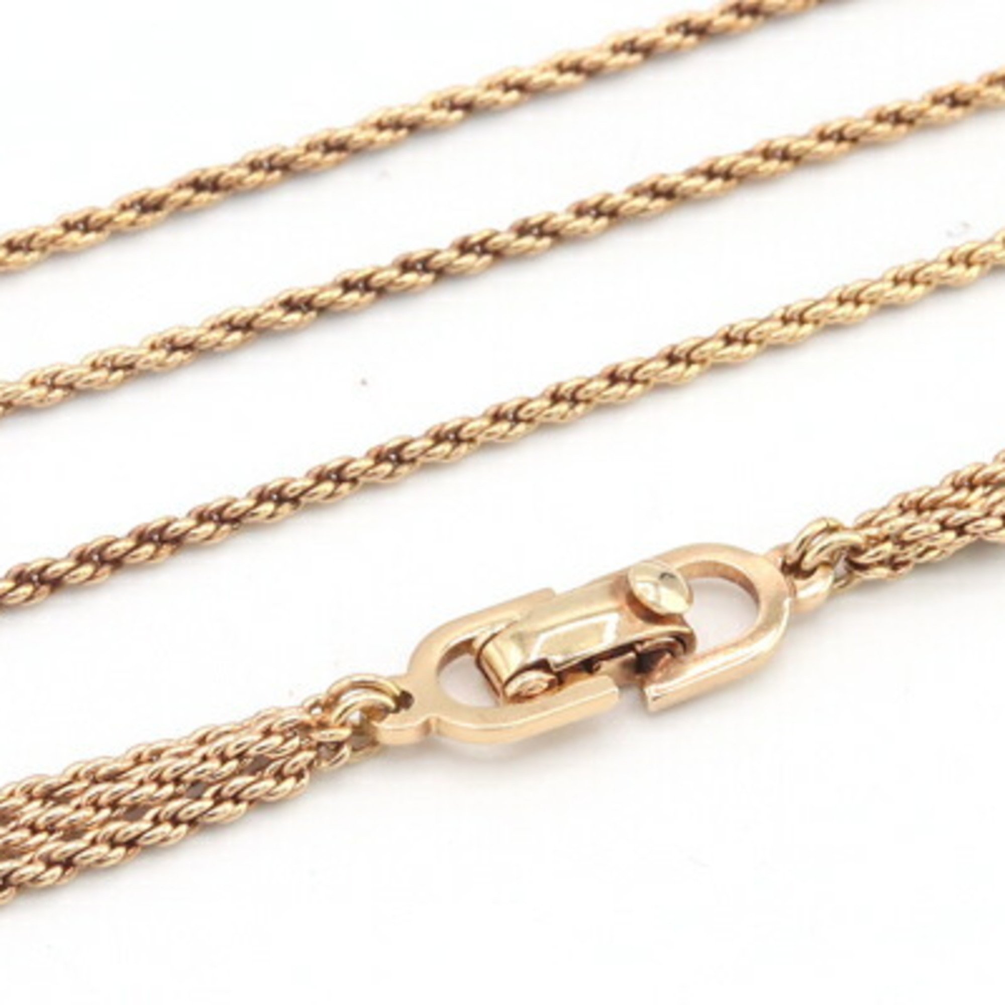 Christian Dior Dior Necklace Gold Metal Chain 3 Row Long Women's