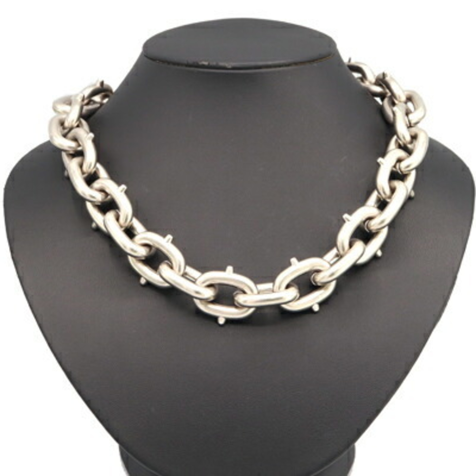 Prada Necklace 1JC576 Matte Silver Metal Pendant Chain Choker PRADA