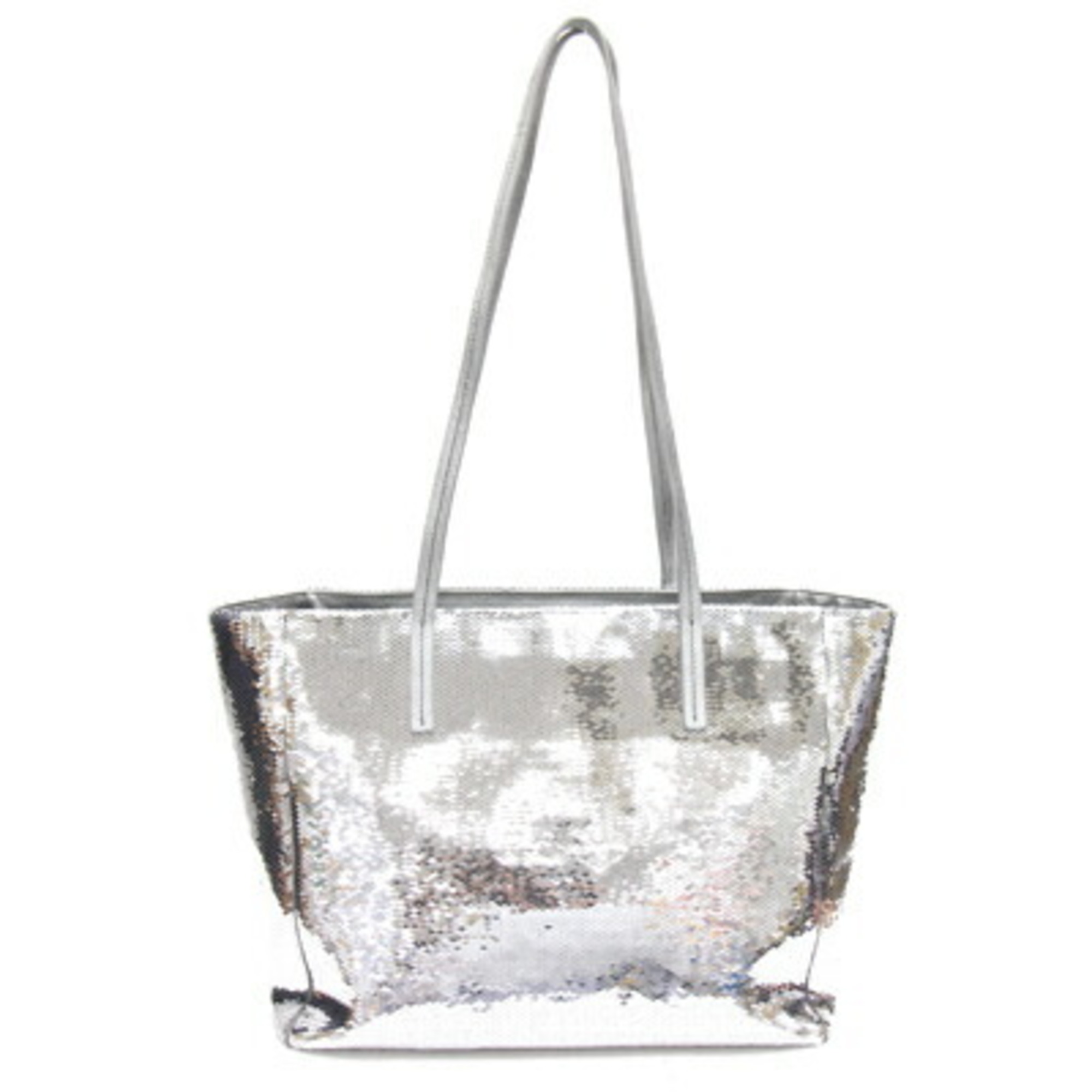 Miu Miu Miu Tote Bag 5BG147 Silver Black Sequin Leather Shopper Women's MIUMIU