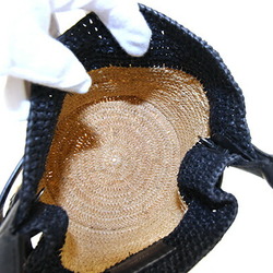 Celine Handbag Big Bag Nano Bucket 187242 Black Beige Raffia Leather Shoulder Basket Women's CELINE