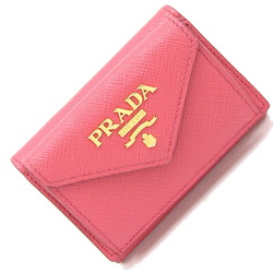 Prada Tri-fold Wallet 1MH021 Pink Beige Leather Compact Small Women's PRADA