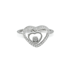 Chopard Happy Diamond Heart Ring 827691 White Gold (18K) Fashion Diamond Band Ring Silver