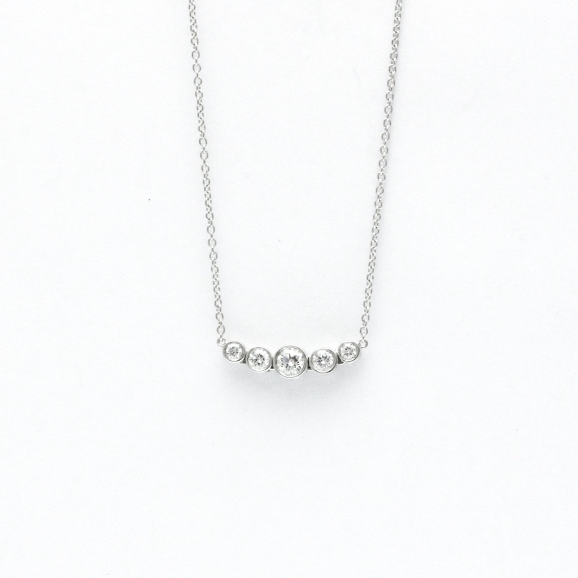 Tiffany Jazz Graduated Necklace Platinum Diamond Men,Women Fashion Pendant Necklace (Silver)