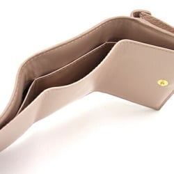 Prada Tri-fold Wallet 1MH021 Beige Leather Compact Small Women's PRADA