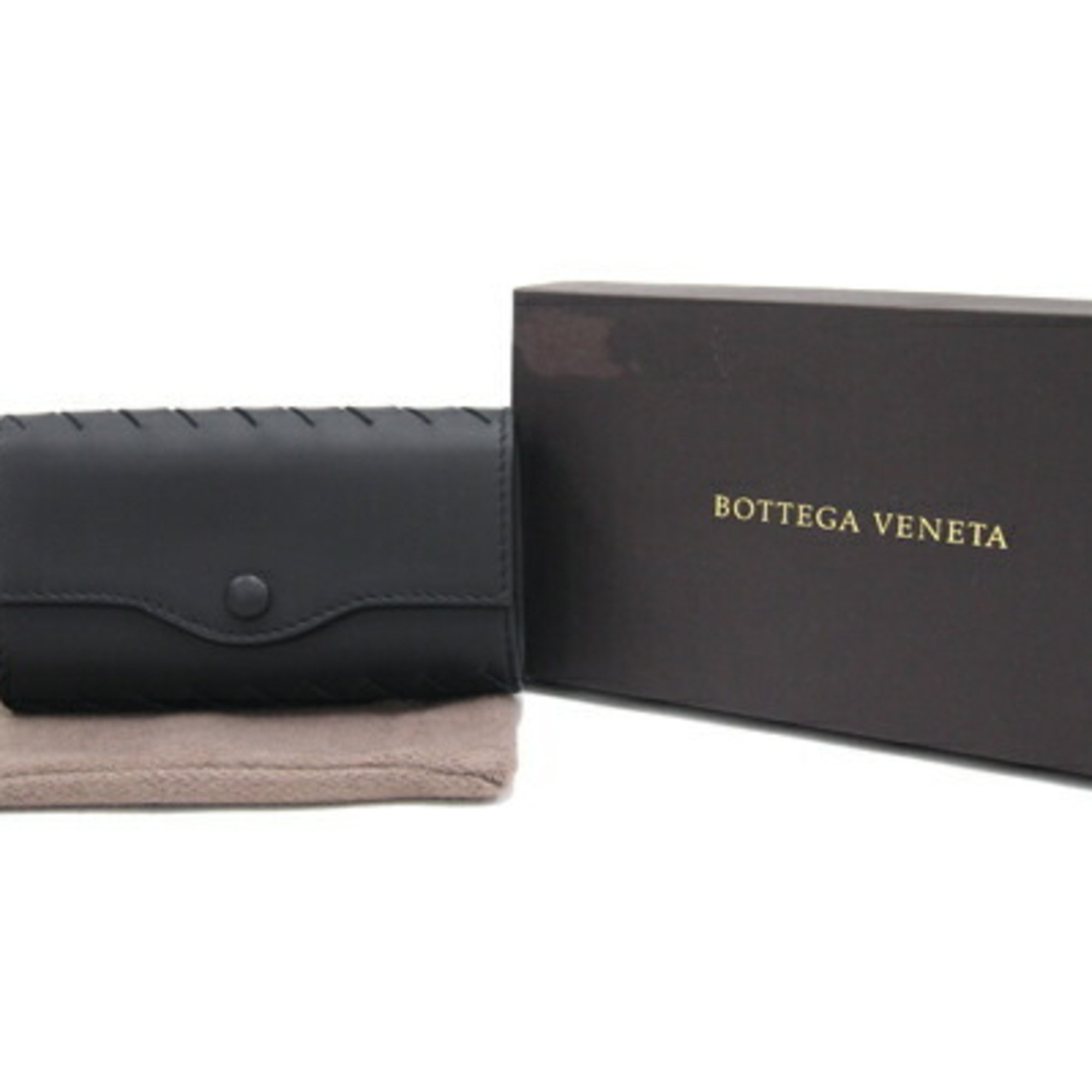 Bottega Veneta 6-ring key case Intrecciato 284137 Black Lambskin Keys Men's Women's BOTTEGA VENETA