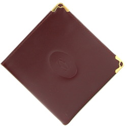 Cartier Bi-fold Wallet Must 73184192 Bordeaux Leather Compact Men's