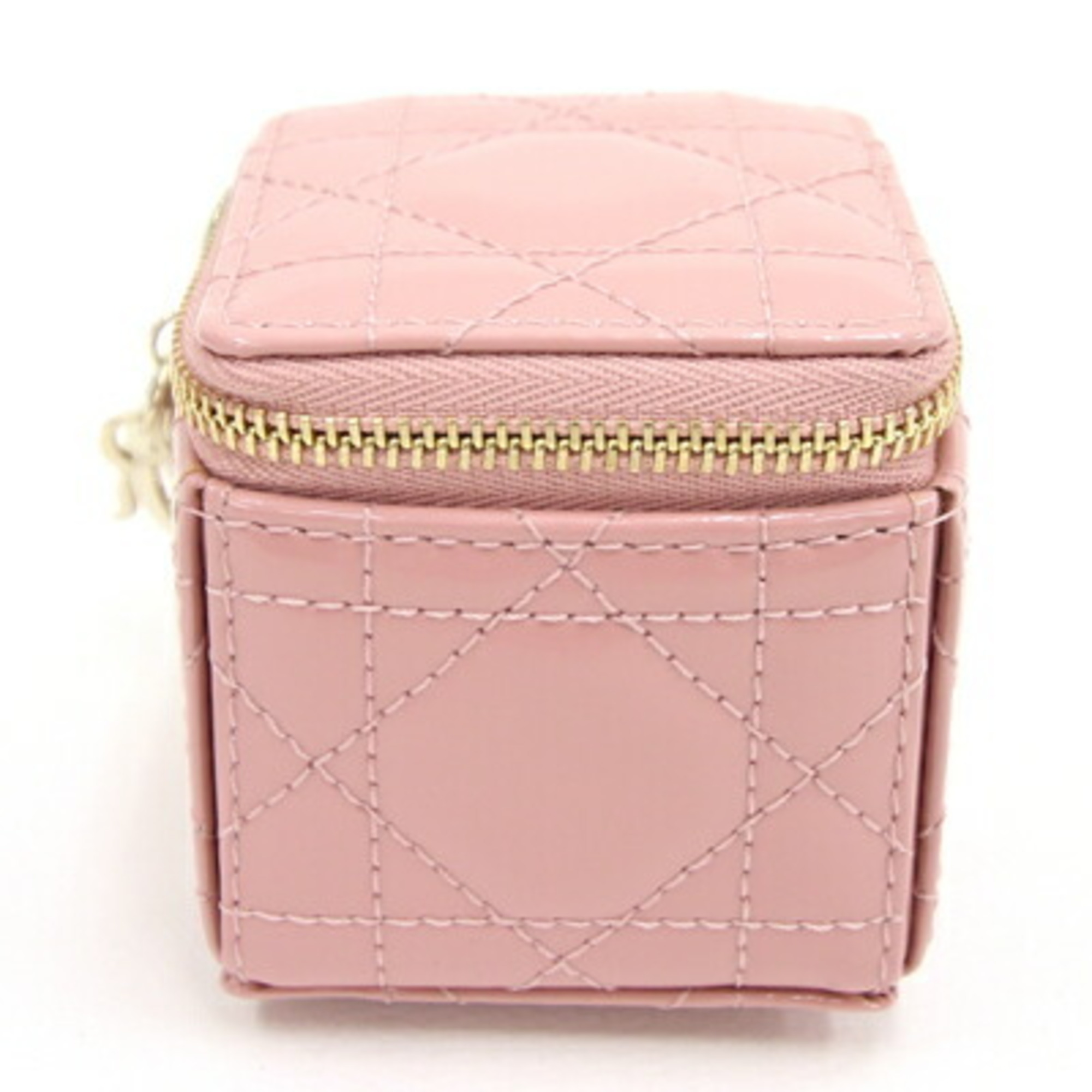 Christian Dior Dior Pouch Lady Chain Cube Micro S0976OVRB Old Rose Patent Calfskin Women's Christian