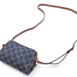 Gucci Shoulder Bag Ophidia Women's Navy Brown Denim Leather 517350 562600 GG Jacquard A2231105