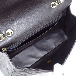 Chanel Chain Shoulder Bag Matelasse Women's Black Caviar Skin Coco Mark A2231154