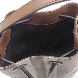 Burberry Handbag TB Bucket Bag Women's Dark Birch Brown PVC Leather 80662131 Shoulder Check Pattern A6047098