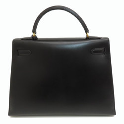 Hermes Kelly 32 Outer Stitching Black Handbag Box Calf Leather Women's HERMES