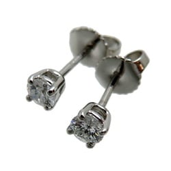 Tiffany Pt950 Solitaire Diamond Ladies Earrings Platinum