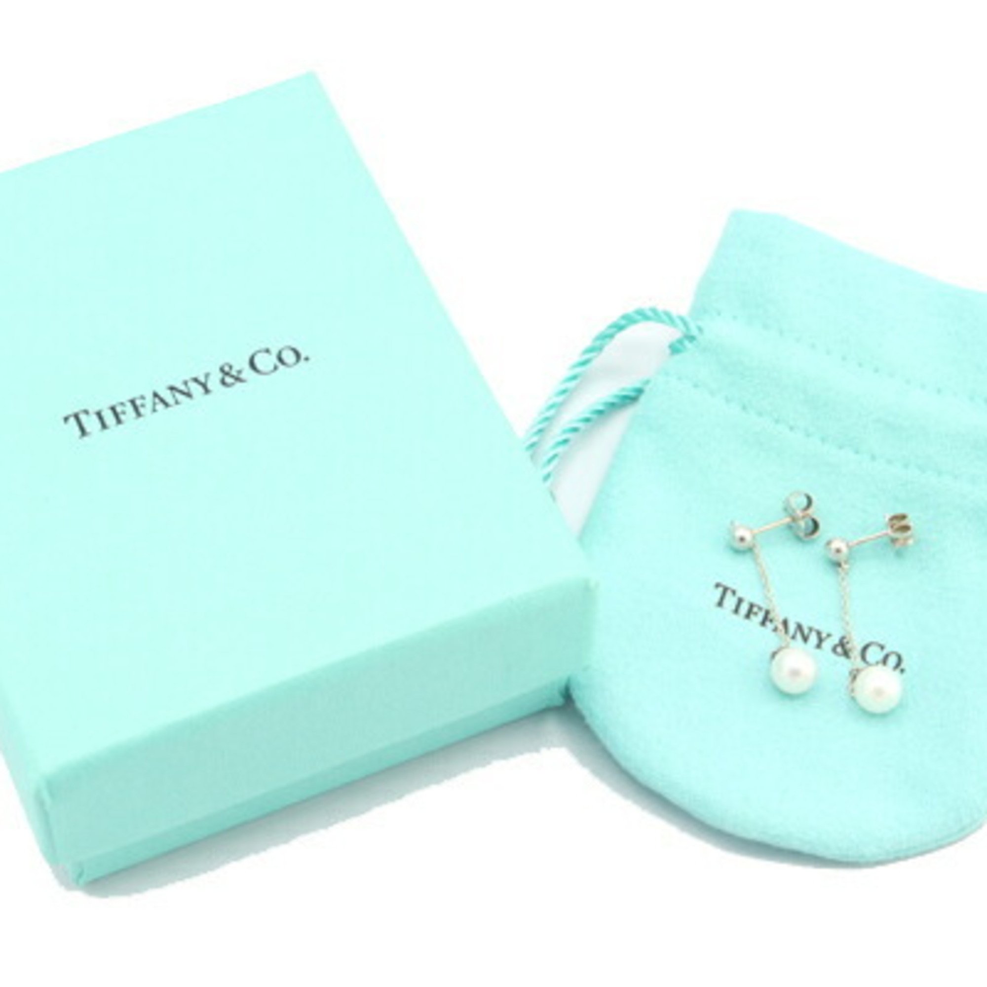 Tiffany & Co. Earrings Drop Freshwater Pearl Chain Swing Stud Ball Women's TIFFANY CO