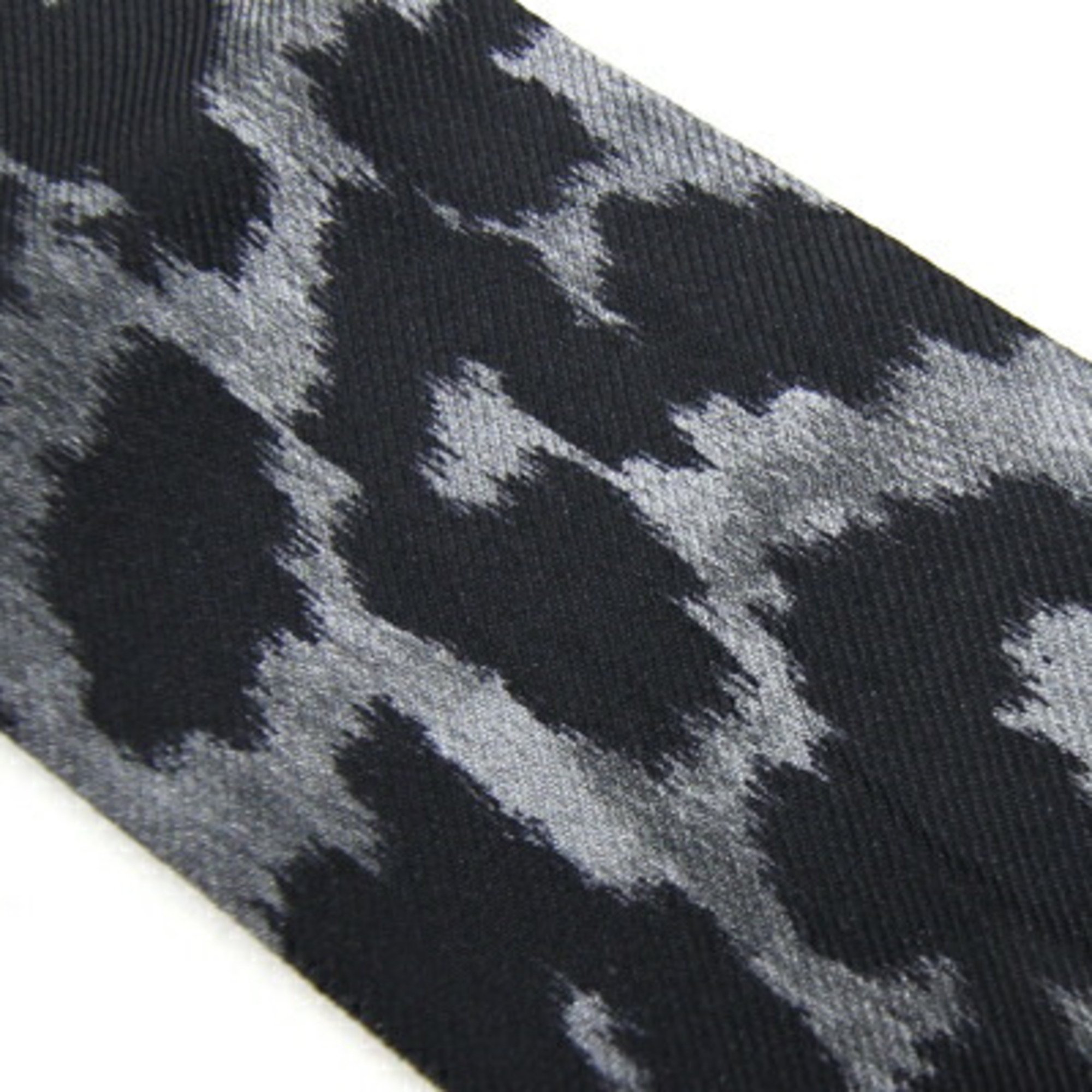 Christian Dior Dior Scarf Muffler Mitza 15LEO 106I603 Black Grey 100% Silk Ribbon Bag Charm Leopard Print Women's Christian