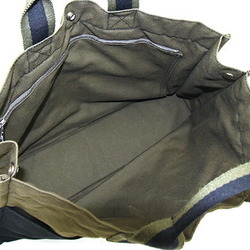 Hermes Handbag Foult Tote MM Olive Navy Cotton Canvas Bag Women's Men's HERMES