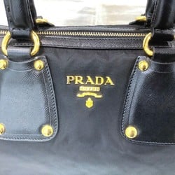 PRADA Nylon x Saffiano Leather Shoulder Bag BN2001 Black KB-8136