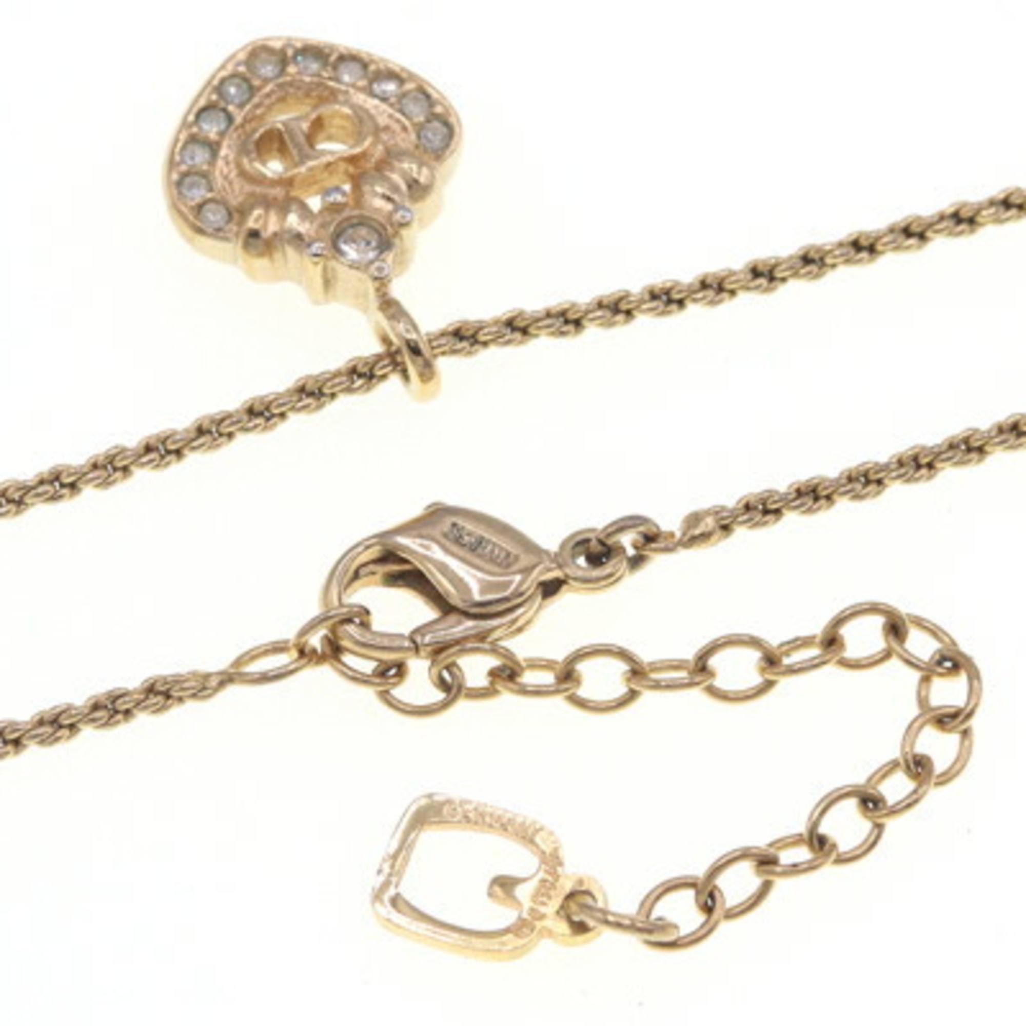 Christian Dior Dior Necklace Gold Metal Heart Stone CD Women's Christian